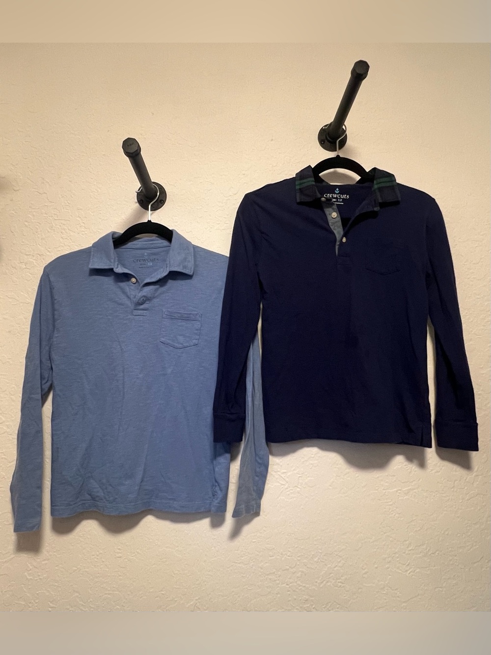 Crewcuts J.Crew Boys Size 12 Long Sleeve Polo Shirts Blue 2-Pack Bundle